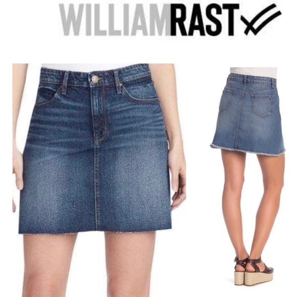𝅺DENIM Blue Micro MINI Skirt WILLIAM RAST Raw Edge Cotton BUY NOW PRICE - Picture 2 of 7